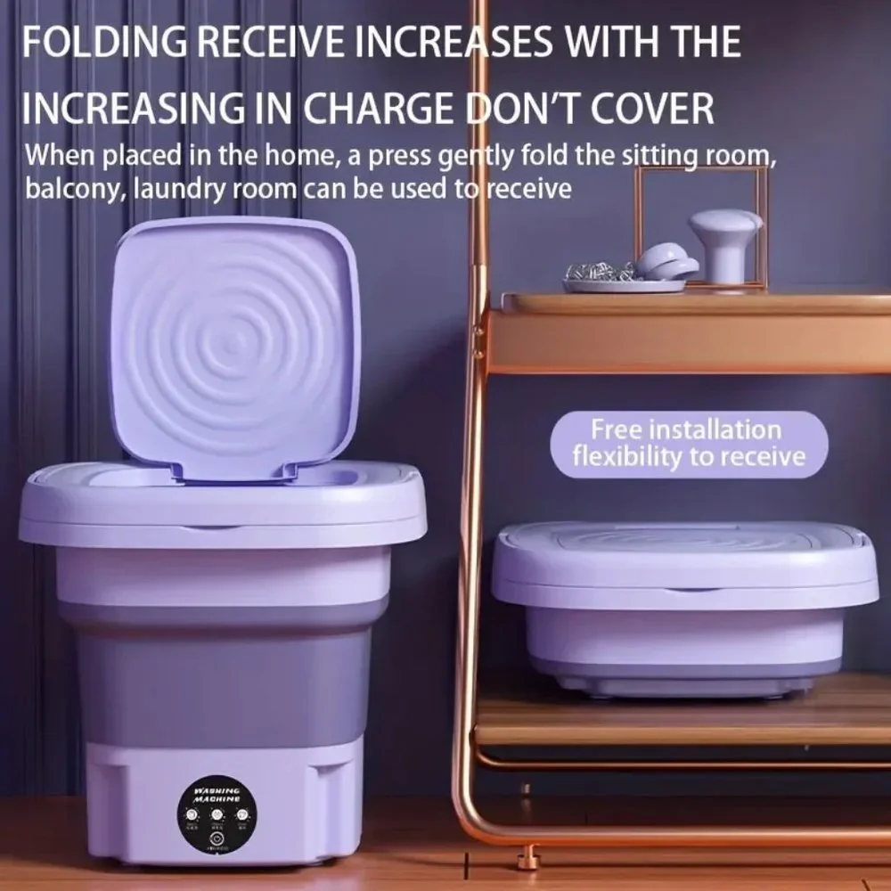 Mini Portable Washing Machine, Suitable Camping, RV, Travel, 8L Folding Washing